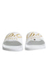 Dolce & Gabbana White Leather Slides Sandals Beachwear Shoes